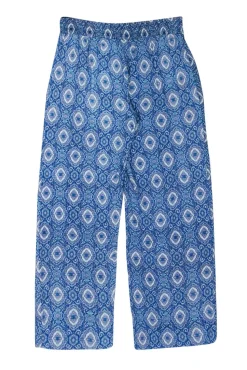 Trina Turk - Blue Bohemian Print Drawstring Wide Leg Pants Sz S