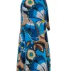 Trina Turk - Blue Paisley Print Sleeveless Midi Dress w/ Neck Tie Sz 0