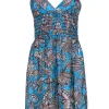 Trina Turk - Bright Blue & Brown Paisley Print Smocked Waist Dress Sz 6