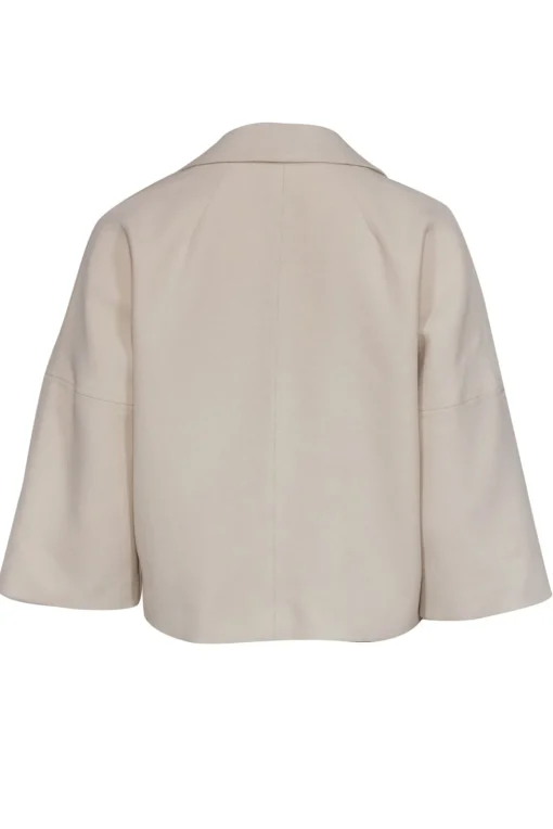Trina Turk - Cream Woven Notch Lapel Cropped Open Jacket Sz XS
