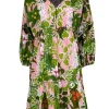 Trina Turk - Green, Pink, & White Botanical Print Balloon Dress Sz L