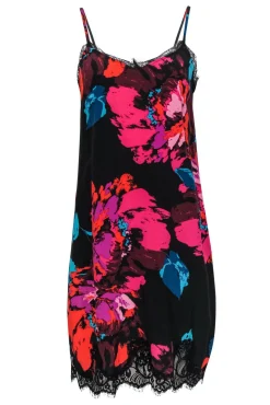 Trina Turk - Multicolored Silk Satin Slip Dress w/ Lace Sz S