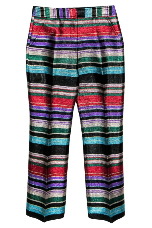 Trina Turk - Multicolored Sparkle Striped Trousers Sz 0