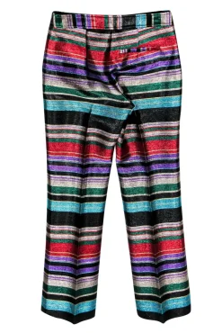 Trina Turk - Multicolored Sparkle Striped Trousers Sz 0