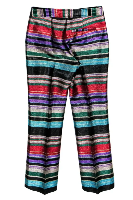 Trina Turk - Multicolored Sparkle Striped Trousers Sz 0