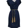 Trina Turk - Navy Blue Silk Dress w/ Rope Belt Sz 2