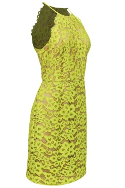 Trina Turk - Neon Yellow Lace Fit & Flare Dress Sz 10