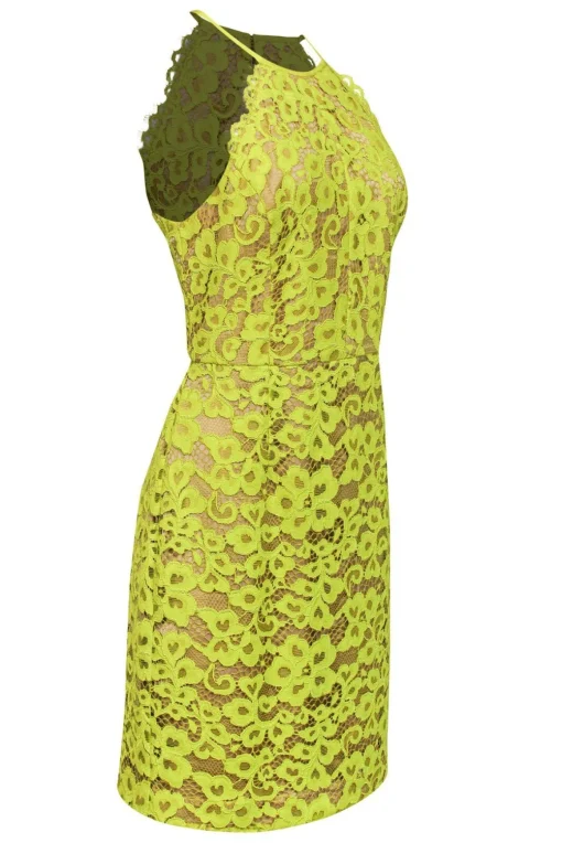 Trina Turk - Neon Yellow Lace Fit & Flare Dress Sz 10