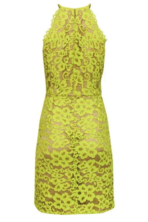 Trina Turk - Neon Yellow Lace Fit & Flare Dress Sz 10