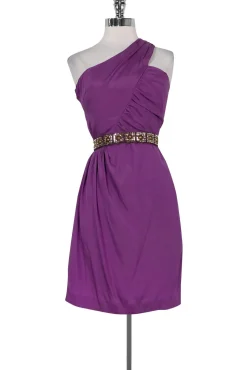 Trina Turk - One Shoulder Purple Silk Dress Sz 2