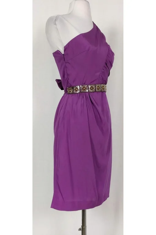 Trina Turk - One Shoulder Purple Silk Dress Sz 2