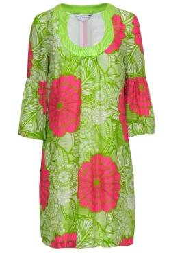 Trina Turk - Pink & Green Floral Silk Shift Dress Sz 8