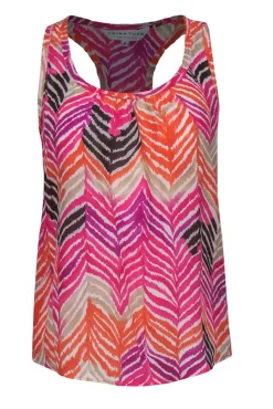 Trina Turk - Pink & Multicolor Printed Racerback Silk Tank Sz P