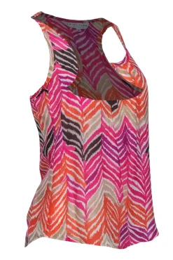 Trina Turk - Pink & Multicolor Printed Racerback Silk Tank Sz P