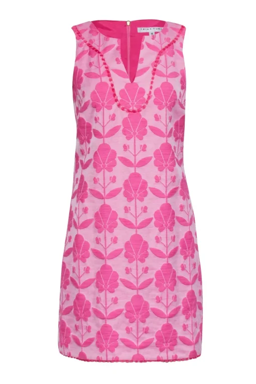 Trina Turk - Pink Floral Brocade Shift Dress Sz 8