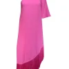 Trina Turk - Pink One Shoulder Fringe Trim Dress Sz XS