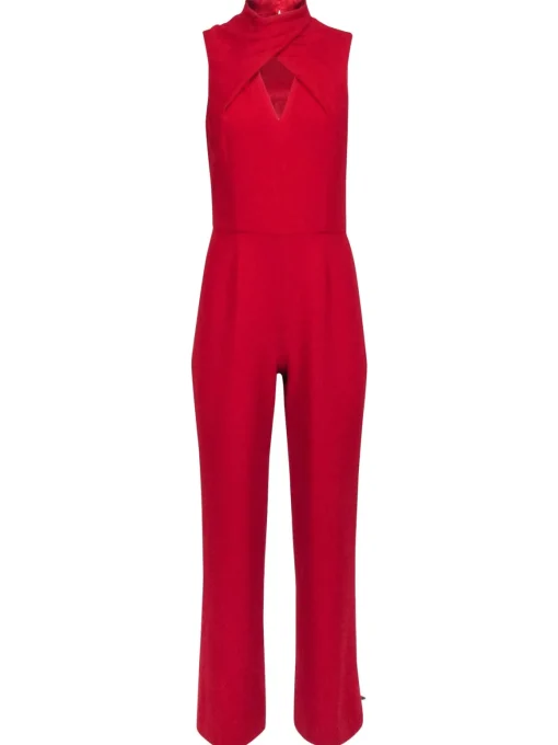 Trina Turk - Red Sleeveless Key Hole Front Wide Leg Jumpsuit Sz 4