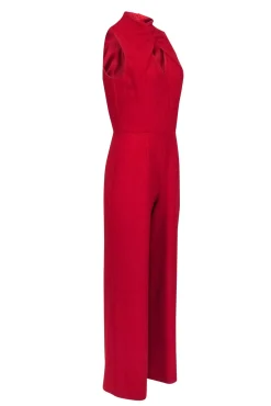 Trina Turk - Red Sleeveless Key Hole Front Wide Leg Jumpsuit Sz 4