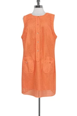 Trina Turk - Sherbet Orange Eyelet Shift Sz 14