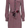 Trina Turk - Tan & Multicolored Geometric Print Belted Shirtdress Sz S