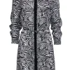 Trina Turk - White & Black Zebra Print Button-Up Belted Shirtdress Sz 4