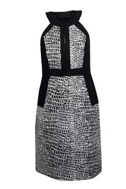 Trina Turk - White & Black Speckled Zip Front Sheath Dress Sz 6