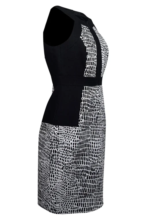 Trina Turk - White & Black Speckled Zip Front Sheath Dress Sz 6