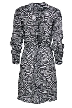 Trina Turk - White & Black Zebra Print Button-Up Belted Shirtdress Sz 4