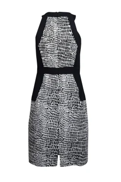 Trina Turk - White & Black Speckled Zip Front Sheath Dress Sz 6