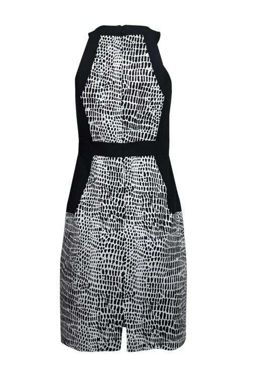 Trina Turk - White & Black Speckled Zip Front Sheath Dress Sz 6