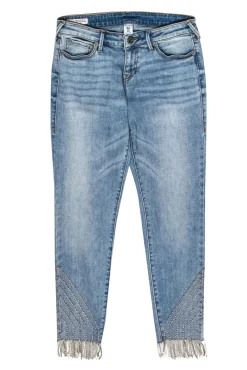 True Religion - Light Wash Beaded & Rhinestone Embellished Skinny Jeans Sz 29