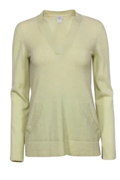 TSE Cashmere - Light Lime Green Notch Neck Cashmere Sweater Sz S