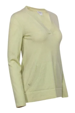 TSE Cashmere - Light Lime Green Notch Neck Cashmere Sweater Sz S
