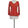 TSE Cashmere - Red Orange & Beige Abstract Print Sweater Sz M