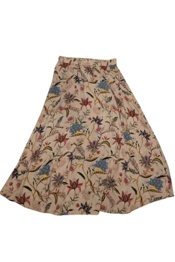 Tucker - Off White w/ Multicolor Floral Paisley Print Silk Maxi Skirt Sz M