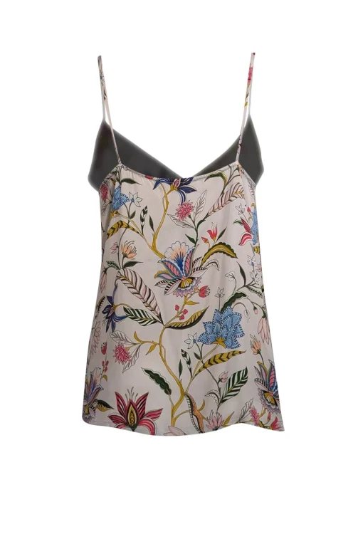 Tucker - Off White w/ Multicolor Floral Paisley Print Silk Sleeveless Top Sz M