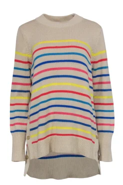 Tuckernuck - Beige w/ Multi Color Stripe Print Sweater Sz M