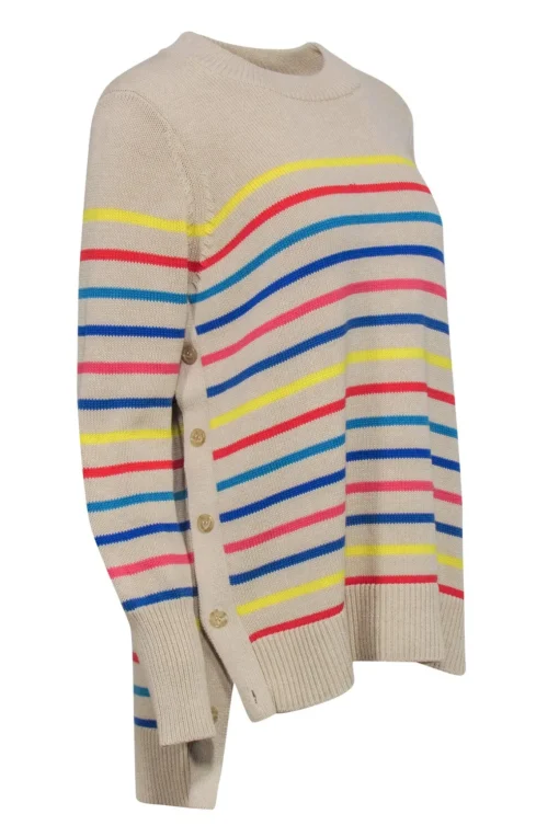 Tuckernuck - Beige w/ Multi Color Stripe Print Sweater Sz M