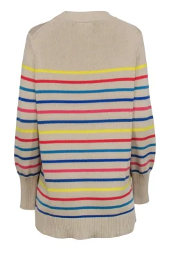 Tuckernuck - Beige w/ Multi Color Stripe Print Sweater Sz M