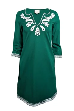 Tuckernuck - Green Shift Dress w/ White Embroidery Sz XXS