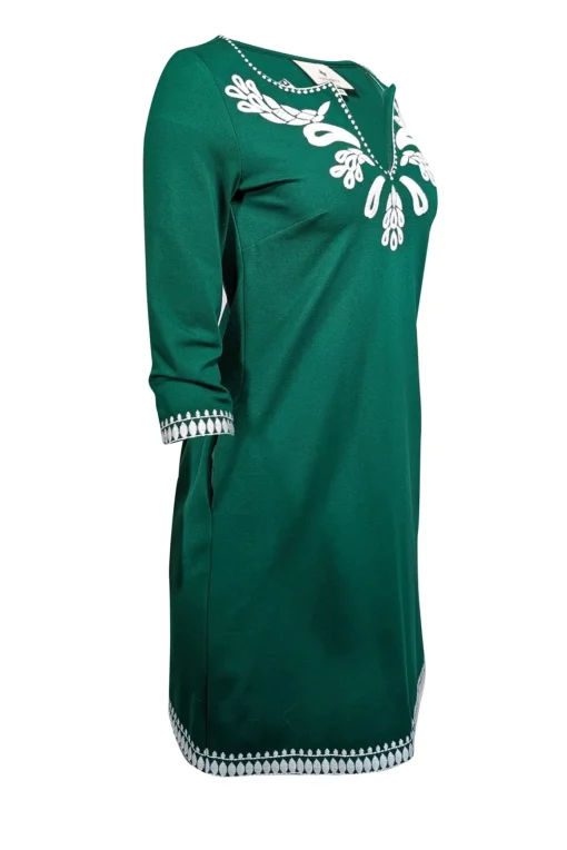 Tuckernuck - Green Shift Dress w/ White Embroidery Sz XXS