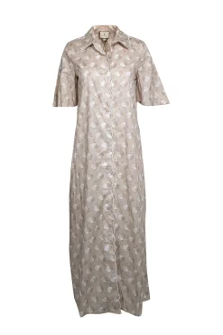 Tuckernuck - Light Beige Seashell Print Cotton Midi Dress Sz S