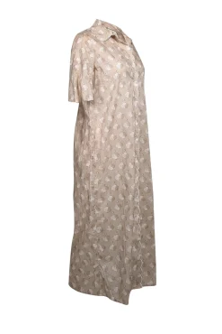 Tuckernuck - Light Beige Seashell Print Cotton Midi Dress Sz S
