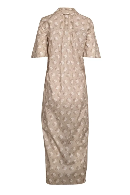 Tuckernuck - Light Beige Seashell Print Cotton Midi Dress Sz S