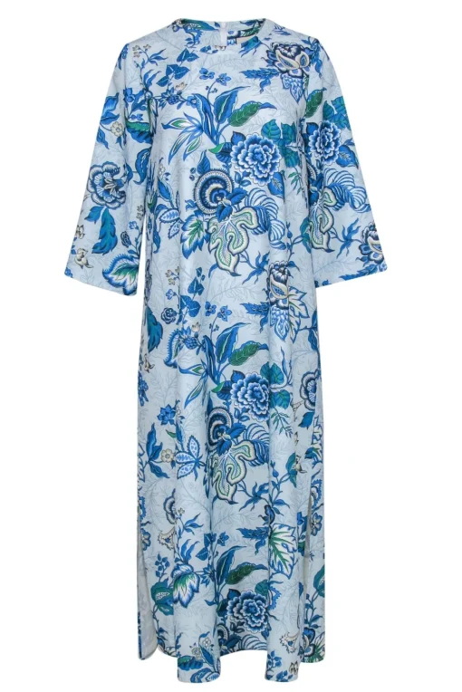 Tuckernuck - Light Blue Floral Print "Jamie" Long Sleeve Maxi Dress Sz S
