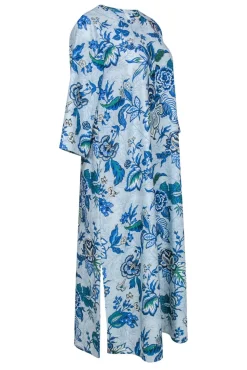 Tuckernuck - Light Blue Floral Print "Jamie" Long Sleeve Maxi Dress Sz S