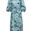 Tuckernuck - Mint Blue w/ Purple Floral Print Formal Dress Sz S