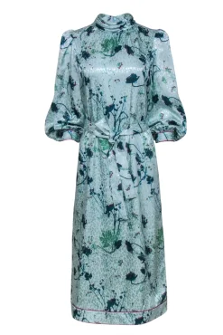 Tuckernuck - Mint Blue w/ Purple Floral Print Formal Dress Sz S