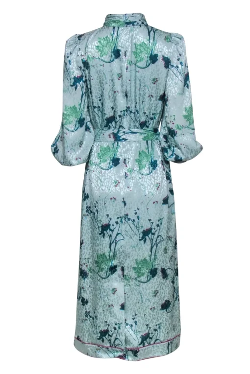 Tuckernuck - Mint Blue w/ Purple Floral Print Formal Dress Sz S