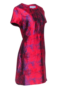 Tuckernuck - Red & Purple Brocade Short Sleeve Dress Sz XXL